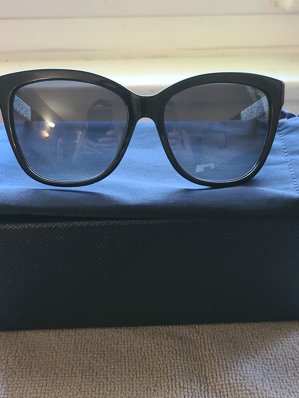 New & Authentic Jimmy Choo Sunglasses Cora/s , Black-Sparkles on Temple, 56-16-